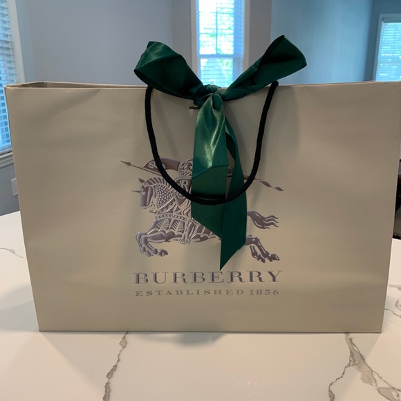 BURBERRY MEDIUM GIFT BAG W/GREEN RIBBON - Picture 2 of 3